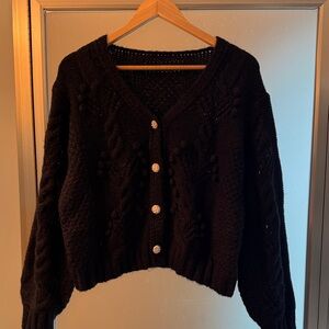 Black Button-Up Women's Sweater